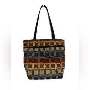 Danny K. Beverly Hills Multicolor Geometric Tapestry Tote Bag